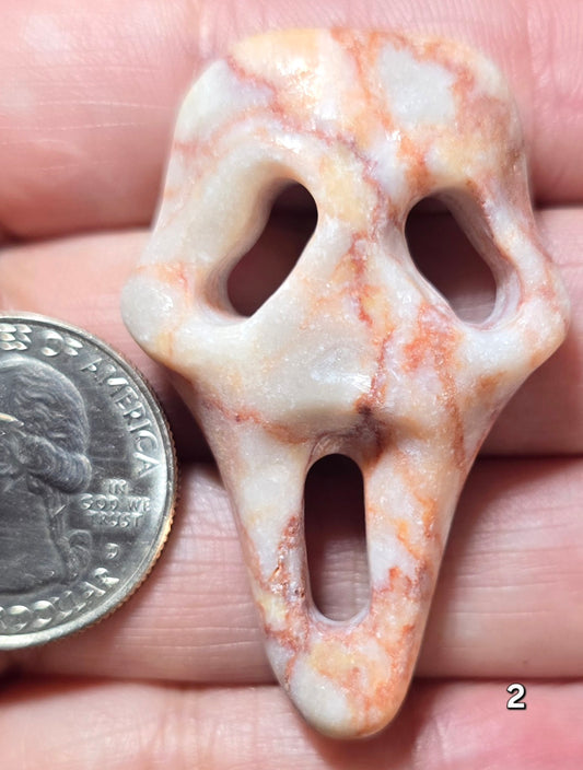 #2 Red Line Stone Silent Scream Face Carving