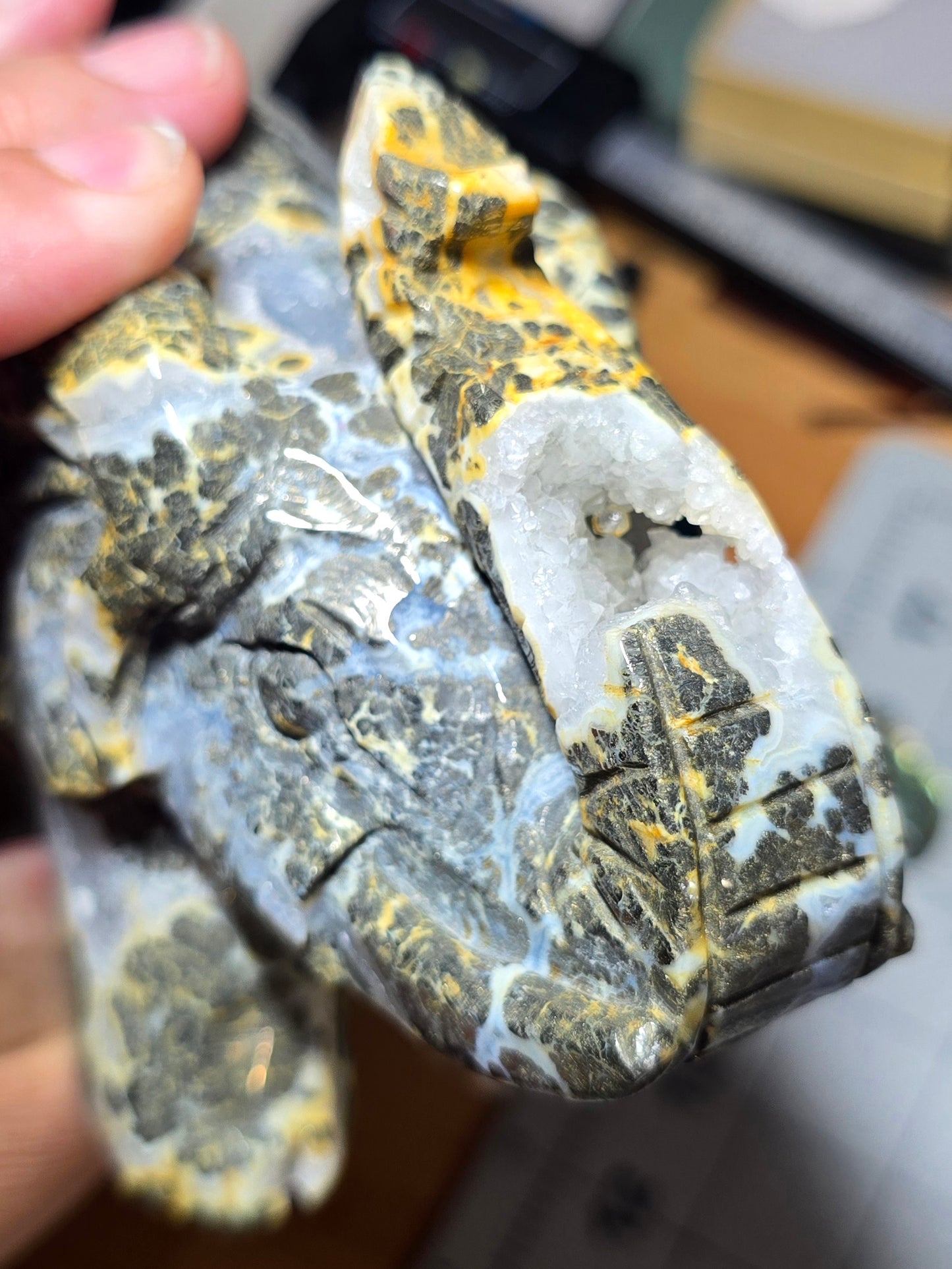 Golden Vein Druzy Agate Elephant