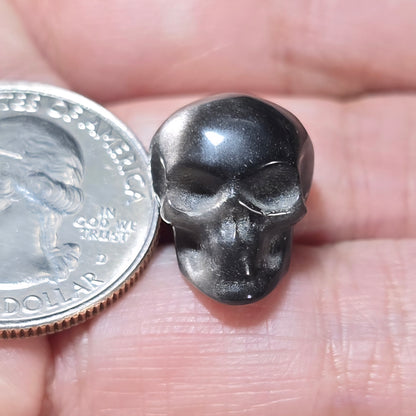 Silver Sheen Obsidian Skull Beads