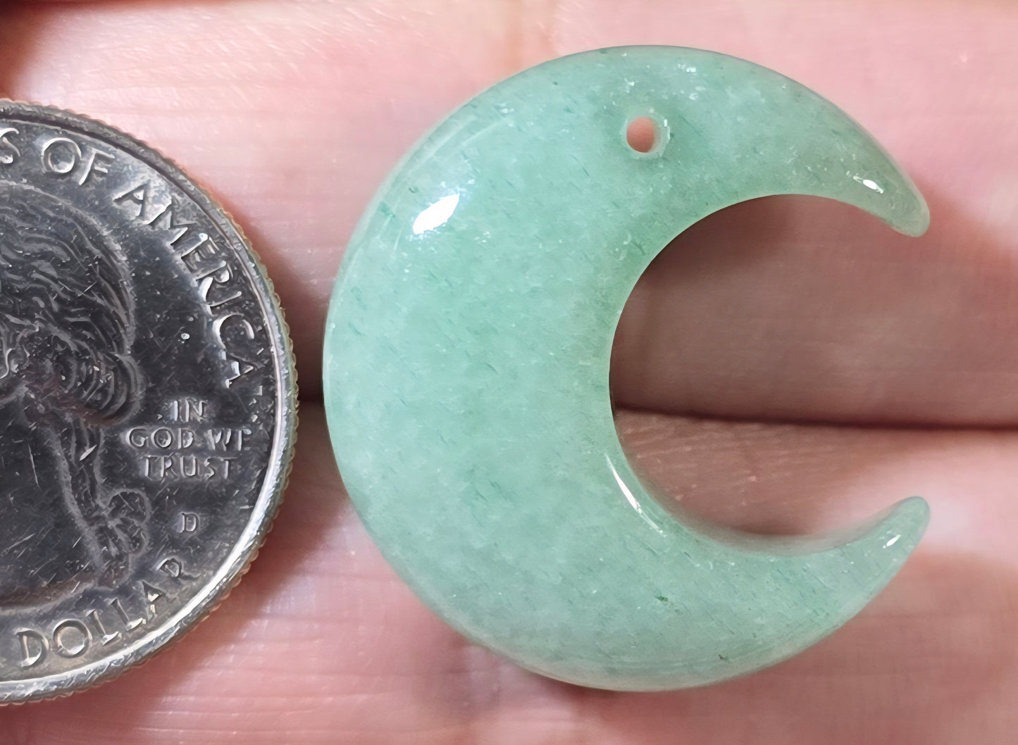 Green Aventurine Carved Moon Bead