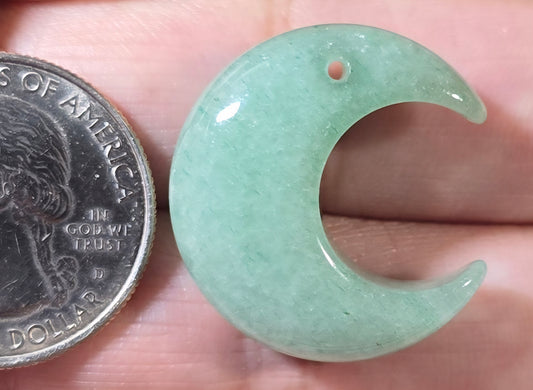 Green Aventurine Carved Moon Bead