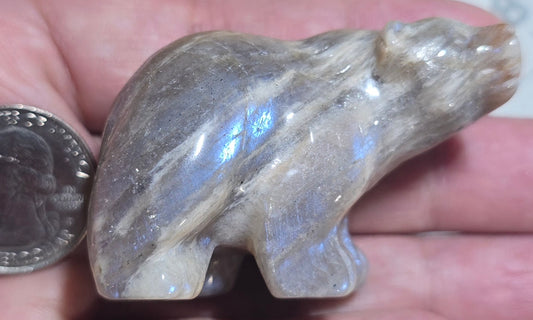 Grey Moonstone Bear Carving