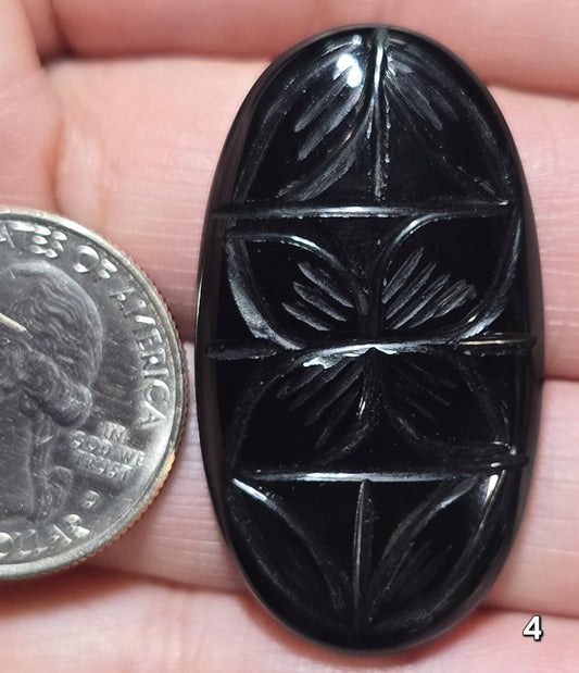 #4 Mughal Carved Black Onyx