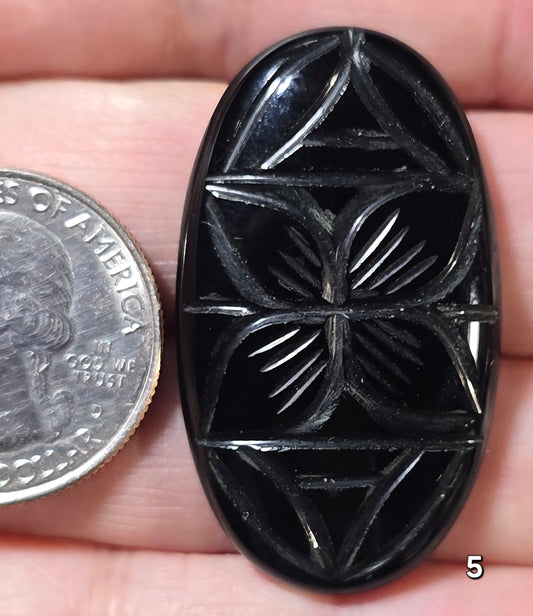 #5 Mughal Carved Black Onyx