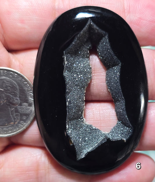 #6 Large Black Druzy Agate