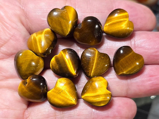 Carved Tiger Eye Heart Beads