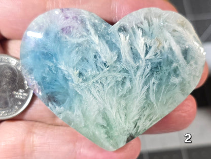 #2 Feather Fluorite Carved Heart