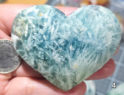 #4 Feather Fluorite Carved Heart