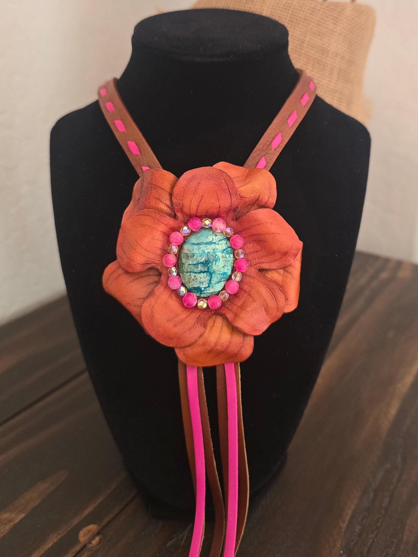 Chrysocolla Bloom — Convertible Bolo Statement Piece w/ Upgraded Bolo Cord