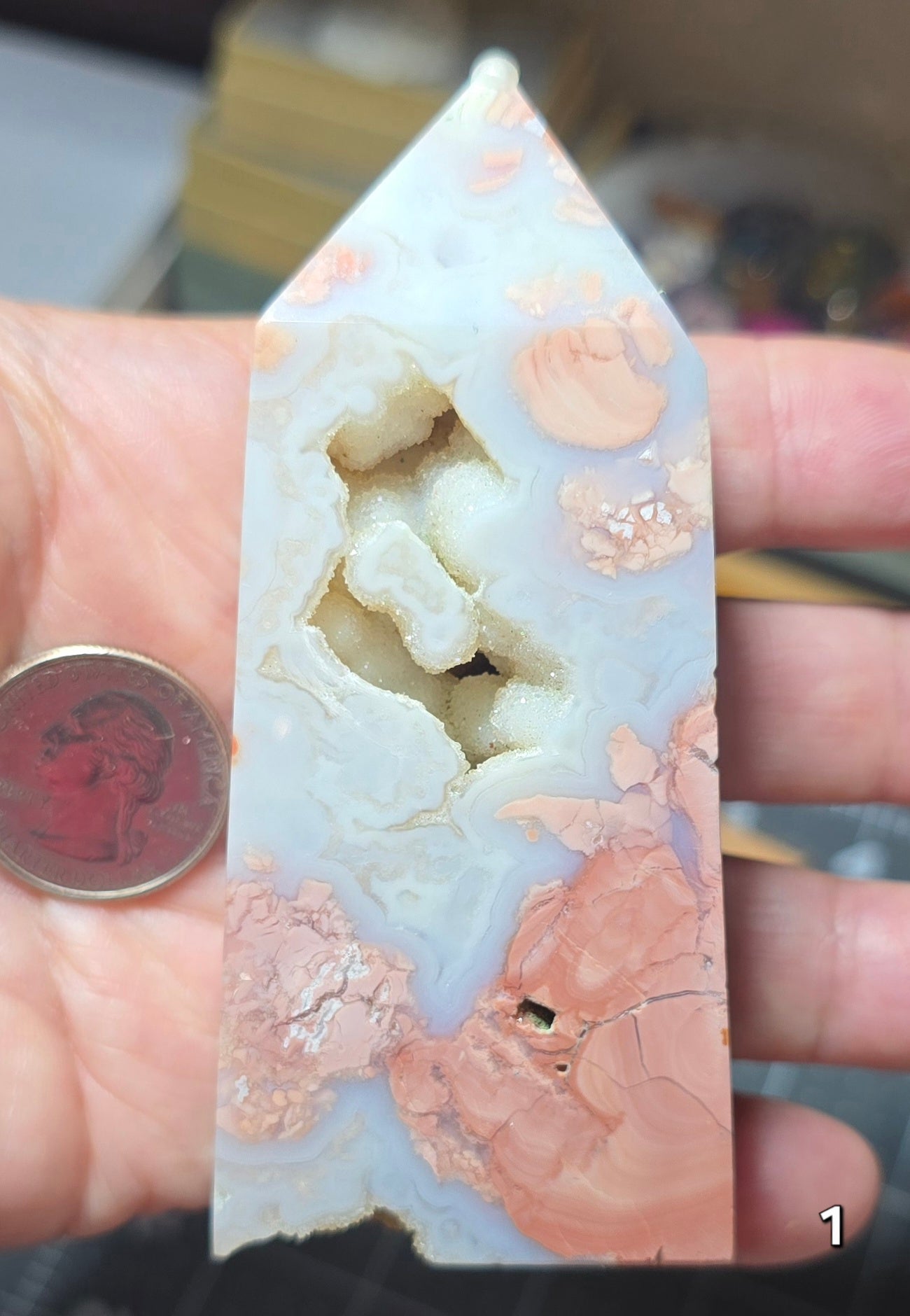 #1 Cotton Candy Agate Druzy Tower