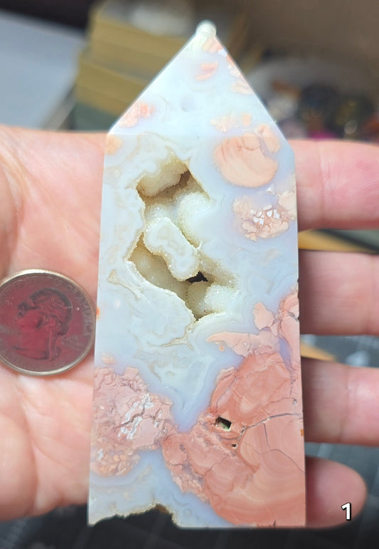 #1 Cotton Candy Agate Druzy Tower