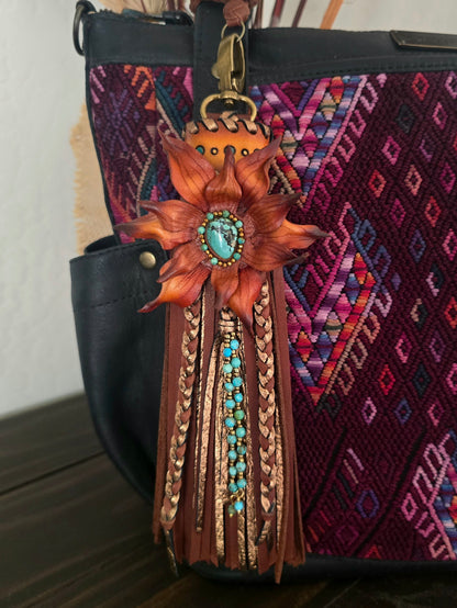 8" Wild Copper Sunflower — Clip-On Tassel
