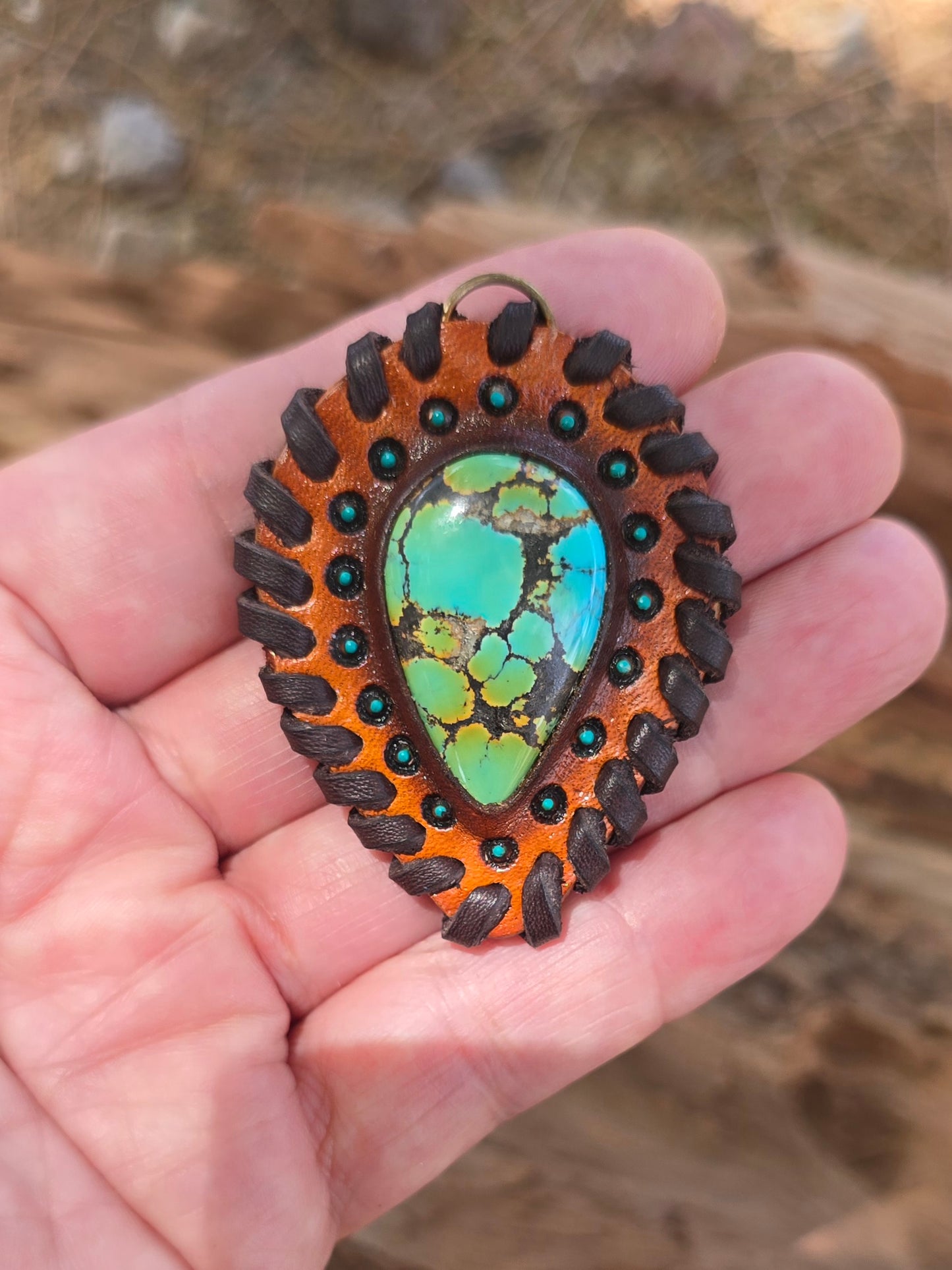 Copper Vein Leather Pendant