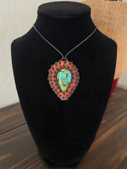Copper Vein Leather Pendant