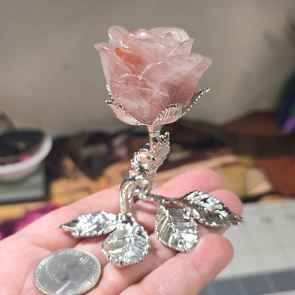 Fire Quartz Rose on Stand