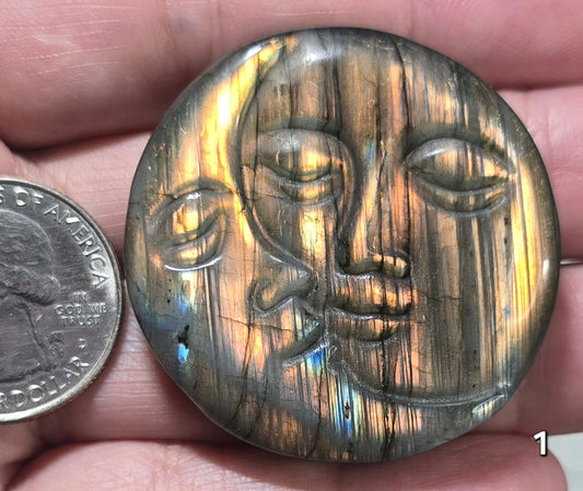 #1 Labradorite Sun Moon Carving