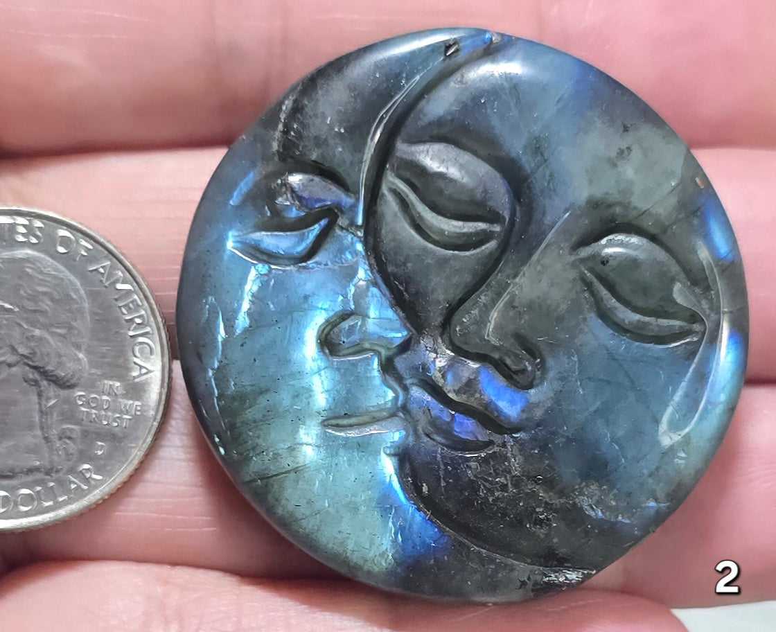 #2 Labradorite Sun Moon Carving