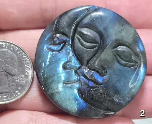 #2 Labradorite Sun Moon Carving