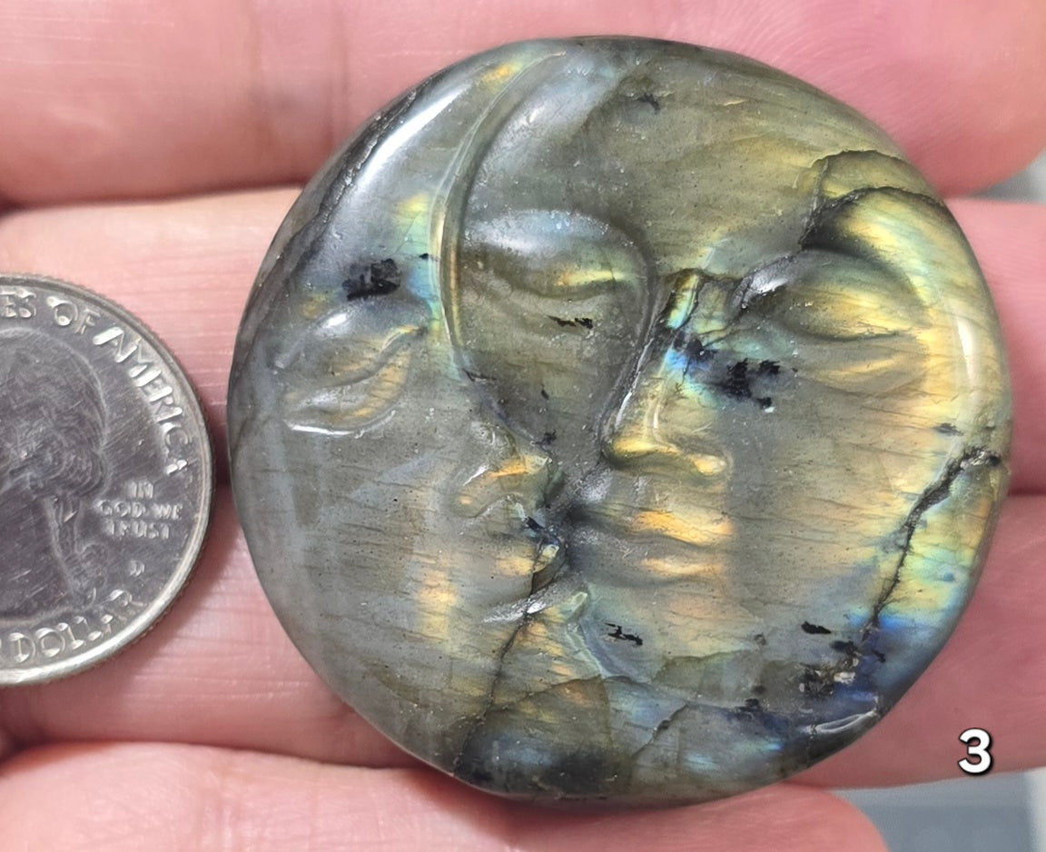 #3 Labradorite Sun Moon Carving