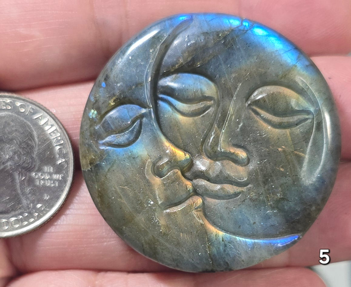 #5 Labradorite Sun Moon Carving