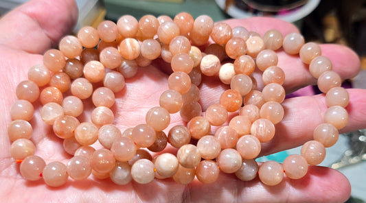 8mm Peach Moonstone Bracelets/Beads
