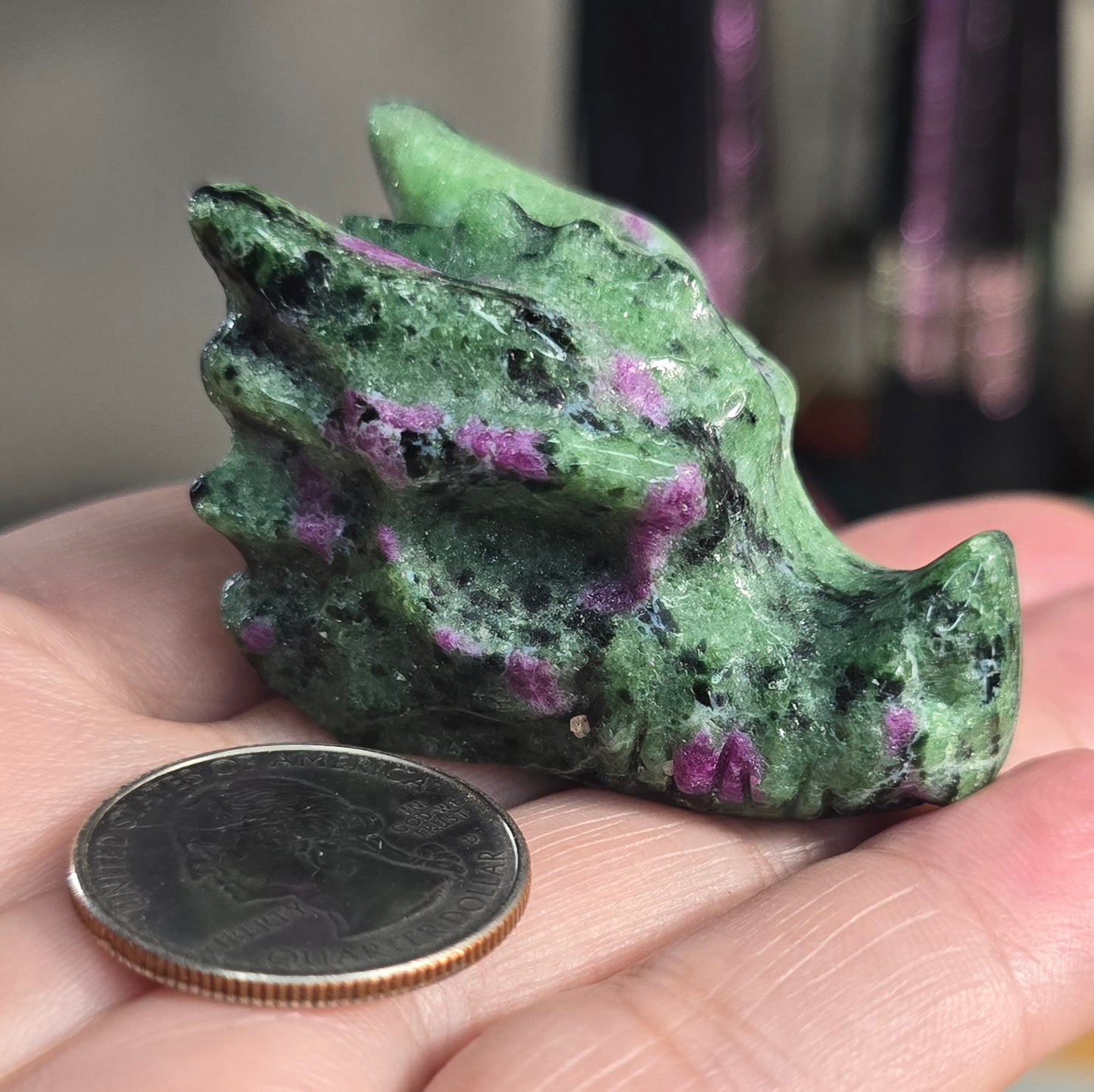 Ruby Zoisite Dragon Head Carving