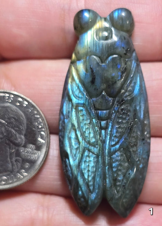 #1 Labradorite Cicada Carving