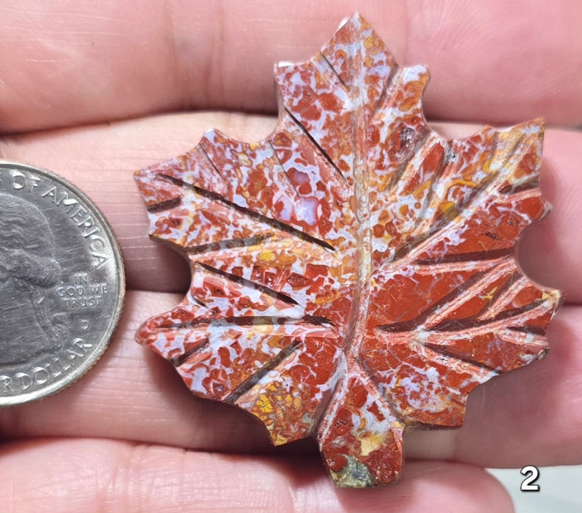 #2 Red Jasper Carved Maple Leaf