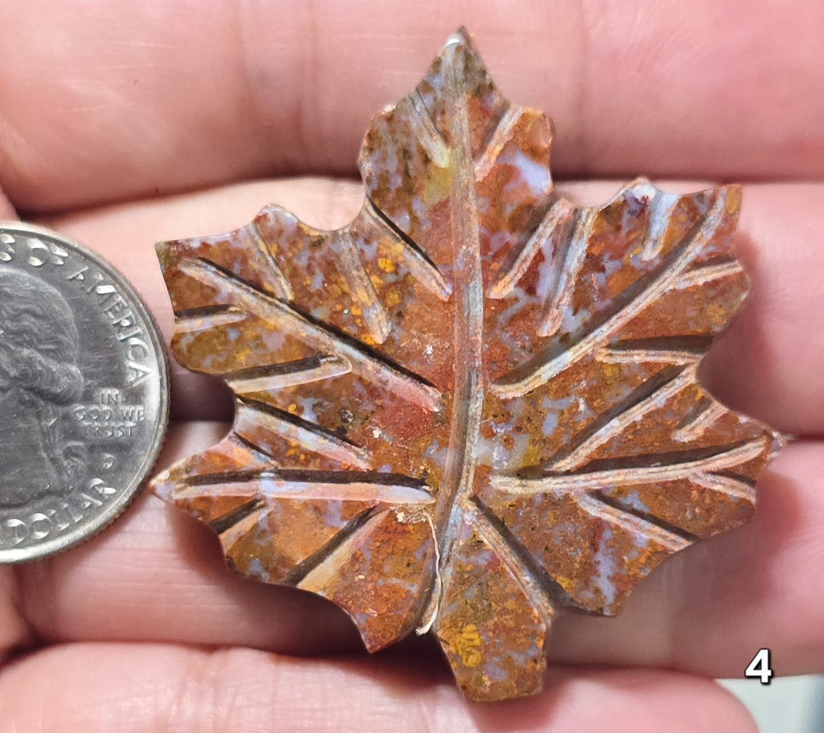 #4 Red Jasper Carved Maple Leaf