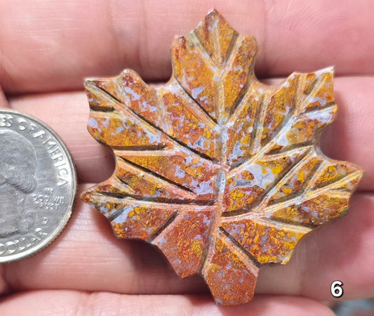 #6 Red Jasper Carved Maple Leaf