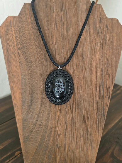 No Evil Outlaw Skulls Leather Neckpiece