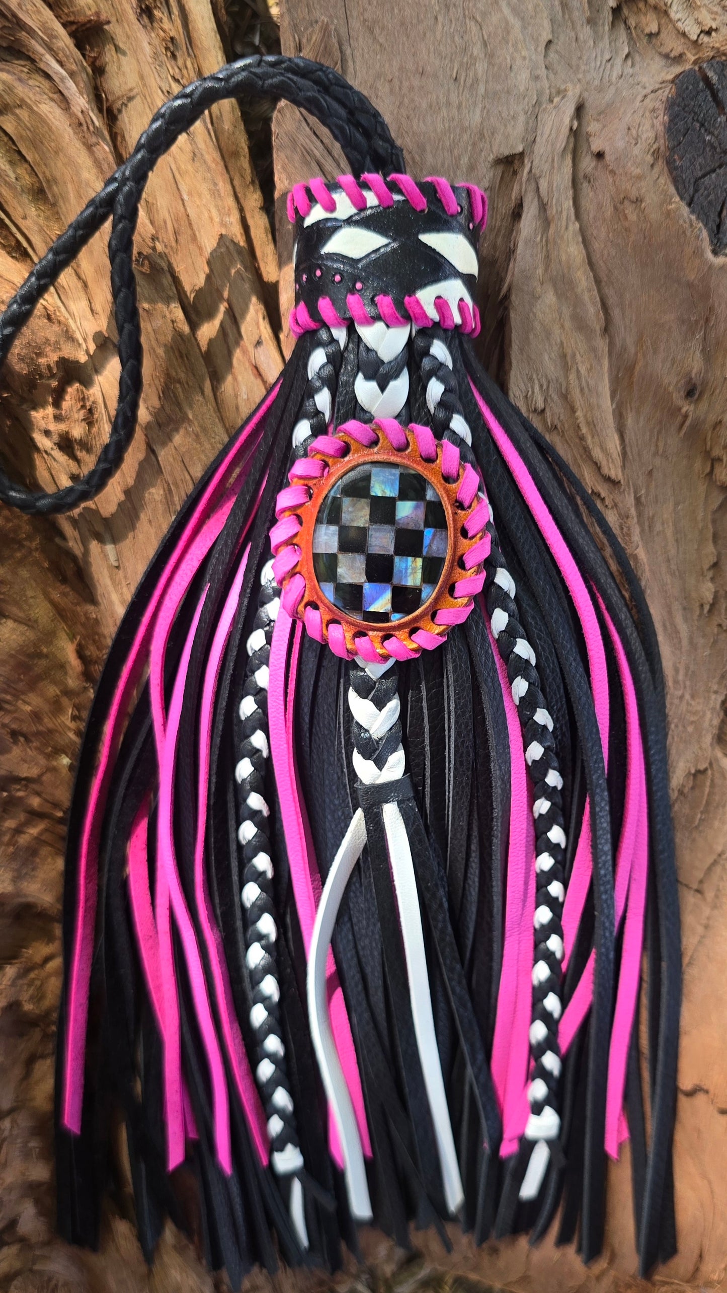 10" Pink Rodeo Rebel Leather Tassel