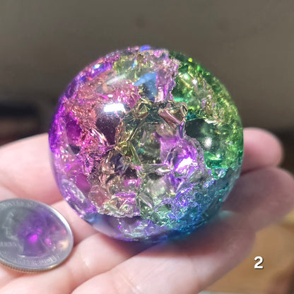 #2 Rainbow Crackled Glass Sphere
