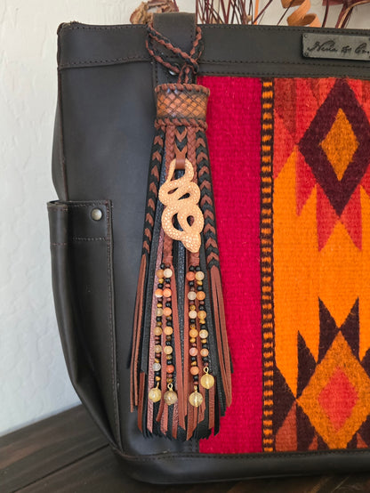 10" Blood, Bone & Stone Leather Tassel