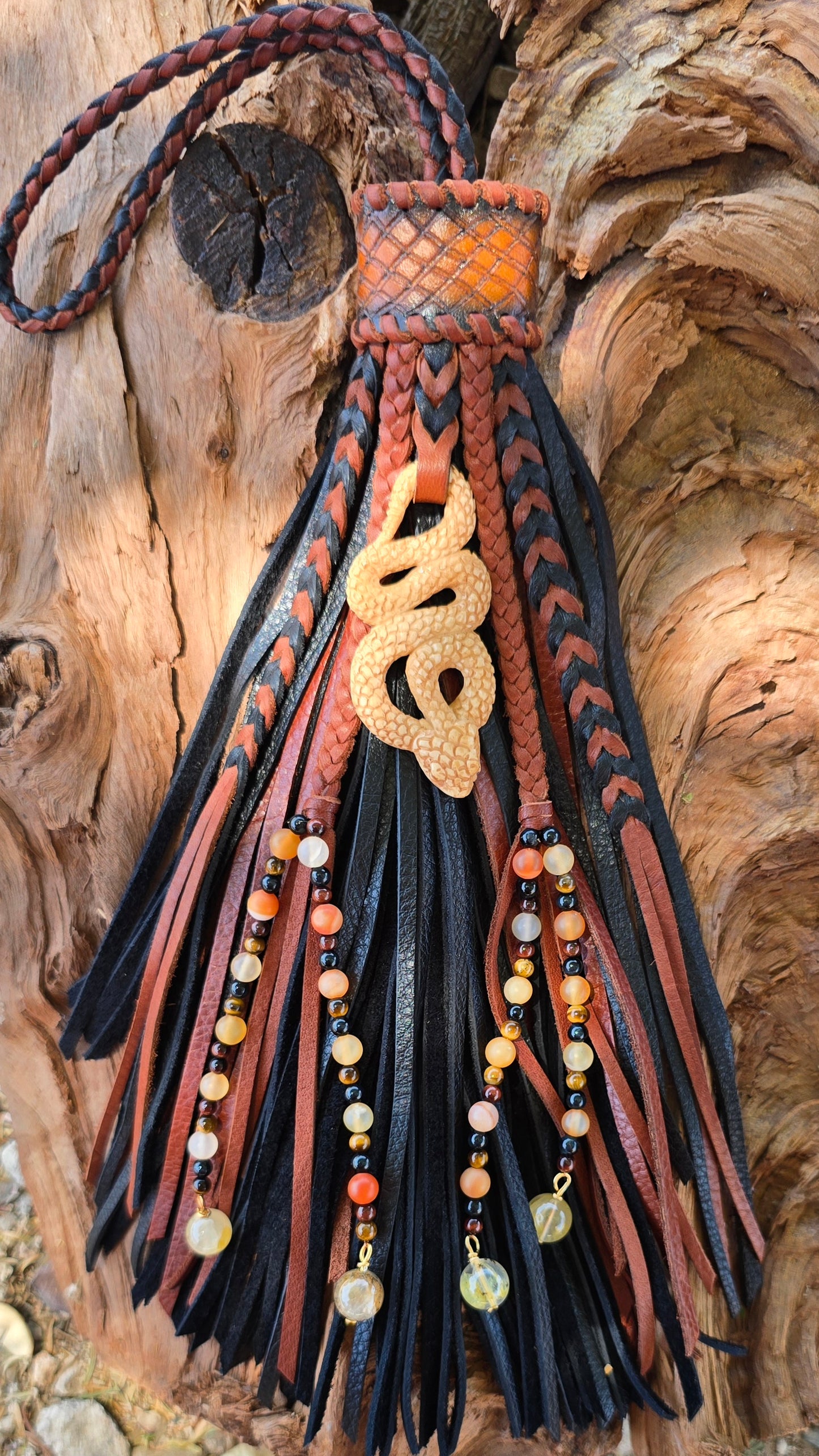 10" Blood, Bone & Stone Leather Tassel