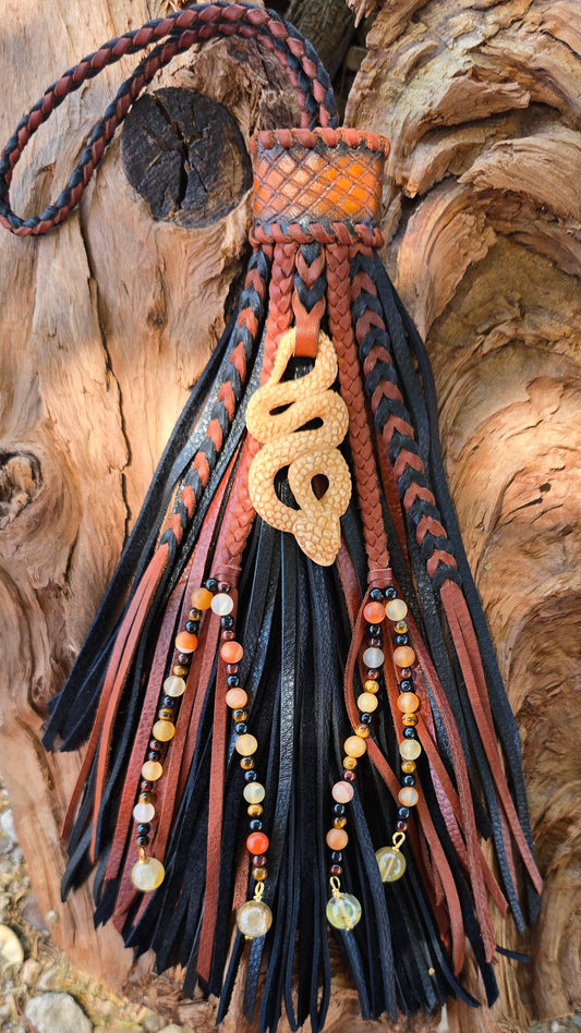 10" Blood, Bone & Stone Leather Tassel