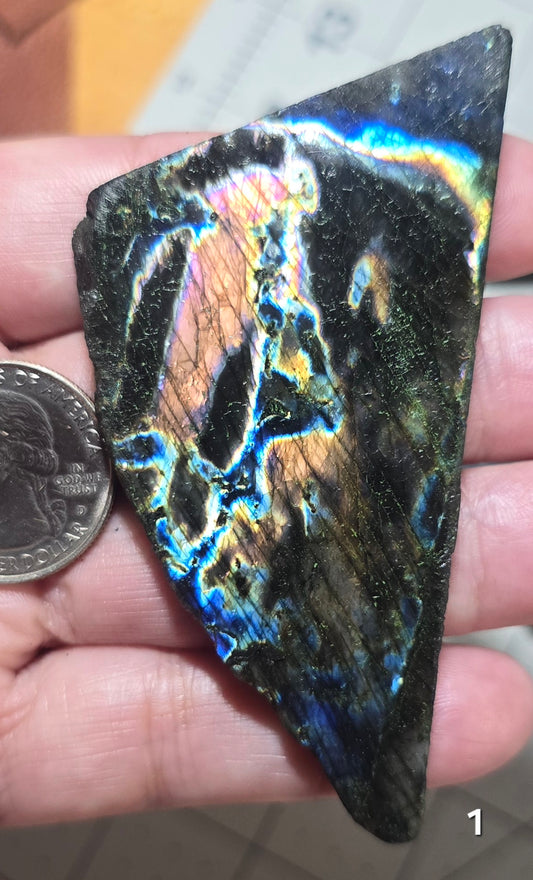 #1 Madagascar Rainbow Labradorite Slice