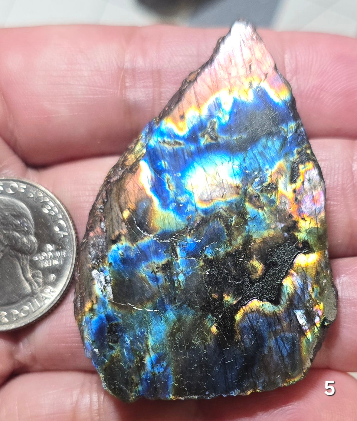 #5 Madagascar Rainbow Labradorite Slice