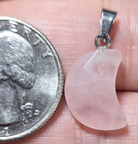 Rose Quartz Faceted Moon