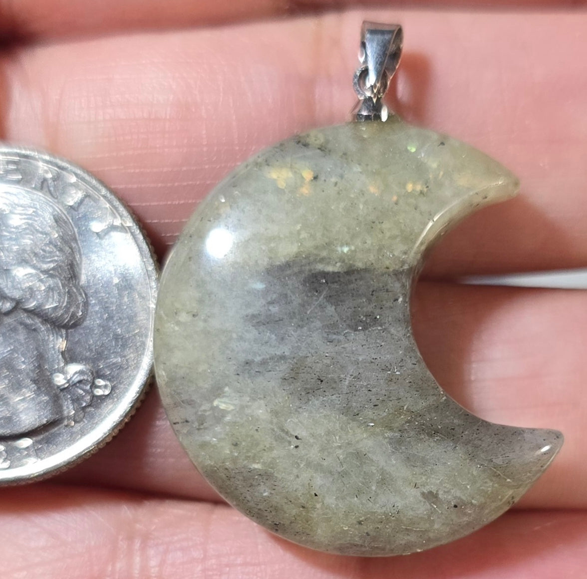 Labradorite Moon Pendant
