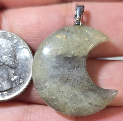 Labradorite Moon Pendant