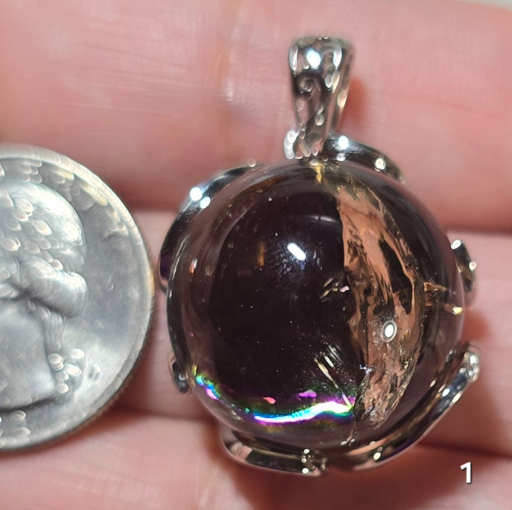 #1 Rainbow Smoky Quartz Sphere Pendant