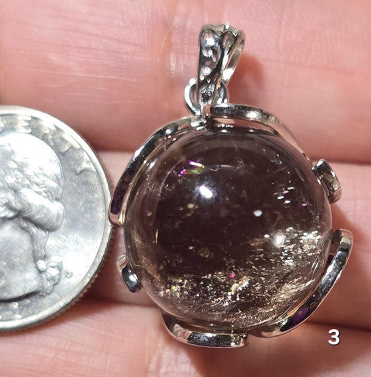 #3 Rainbow Smoky Quartz Sphere Pendant