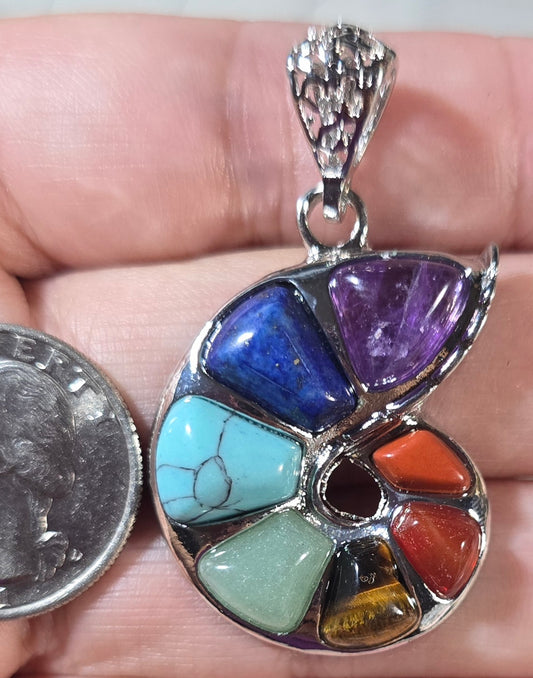Chakra Ammonite Pendant