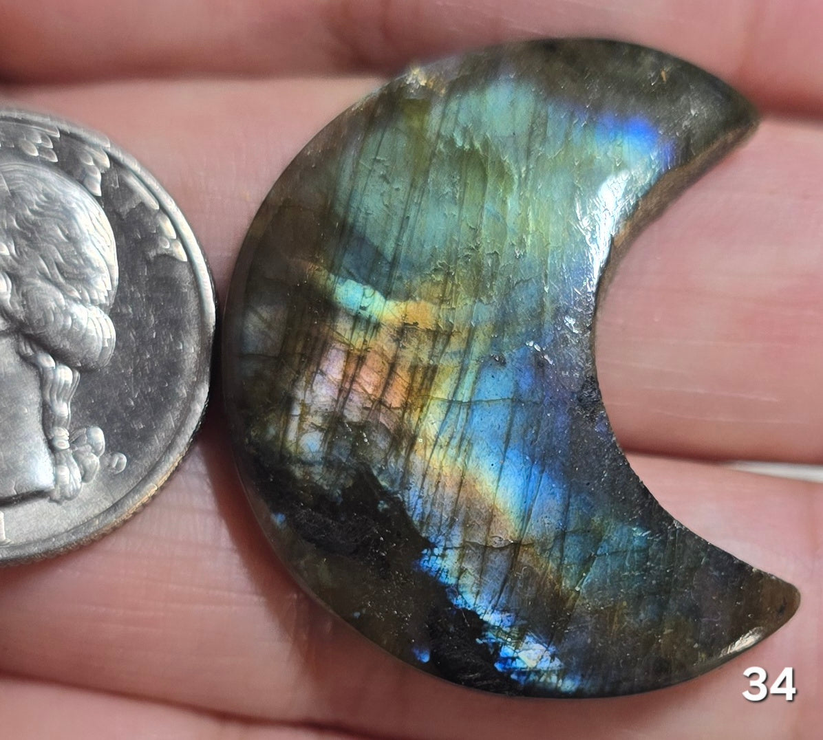 #34 Carved Labradorite Moon