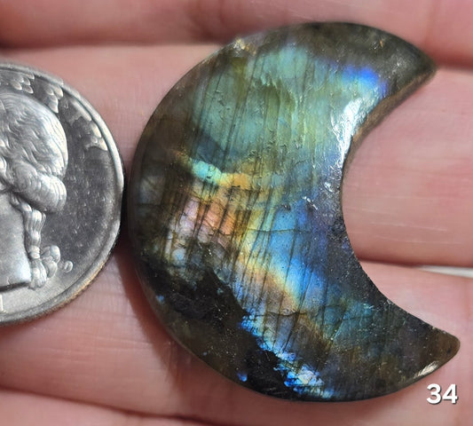 #34 Carved Labradorite Moon