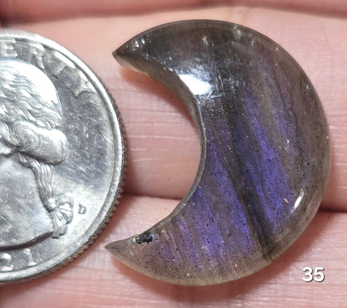#35 Carved Labradorite Moon