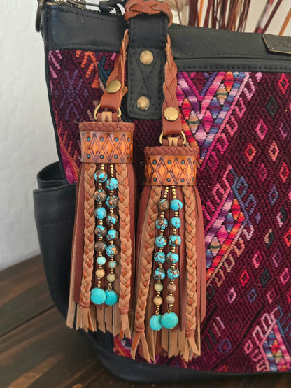6" Mosaic Canyon D-ring Leather Tassels