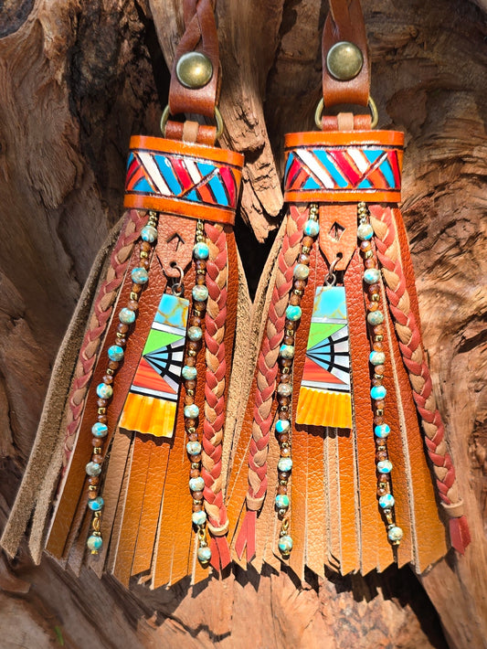 5" Painted Canyon D-ring Leather Tassels