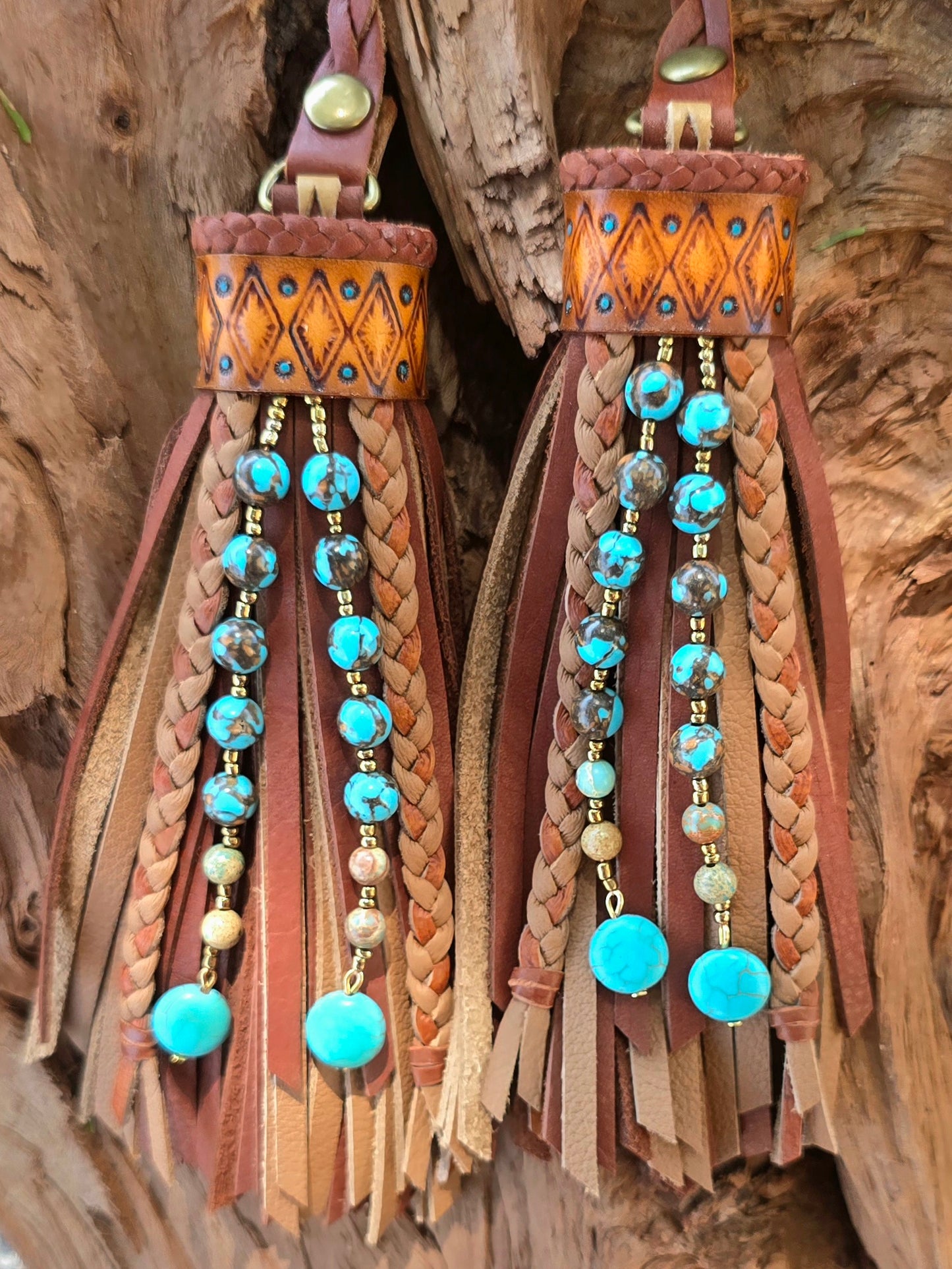 6" Mosaic Canyon D-ring Leather Tassels